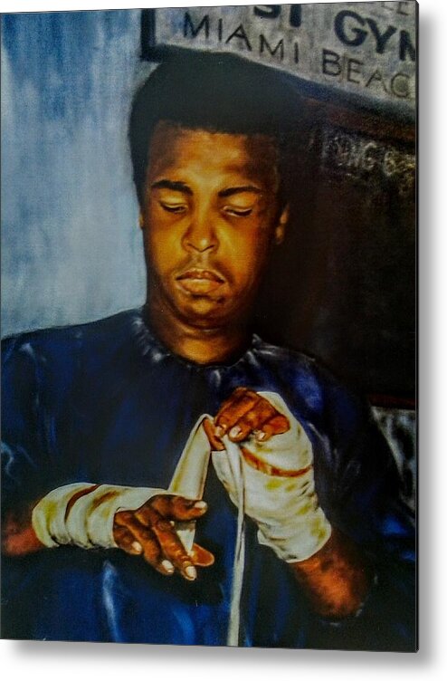 Muhammad Ali Metal Print featuring the painting Ali Preparation by Victor Thomason