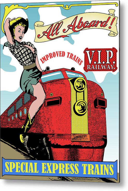 Pinup Metal Print featuring the digital art All Aboard by Long Shot