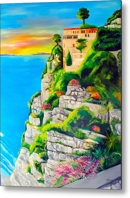 Amalficoast Metal Print featuring the painting Amalfi Coast by John Keaton