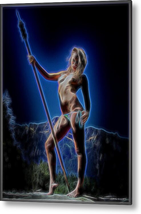 Fantasy Metal Print featuring the painting An Amazon Spirit by Jon Volden