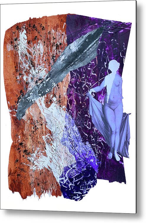 Classical Nude Metal Print featuring the mixed media Ancient Woman Collage by Lorena Cassady