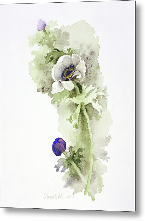 Botanicals Metal Print featuring the painting Anemone #4 by Kathryn Donatelli