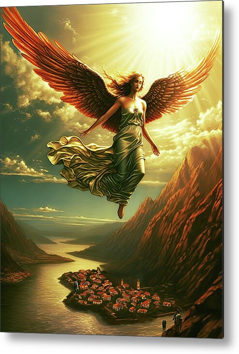 Angel Metal Print featuring the painting Angel on High by Tessa Evette