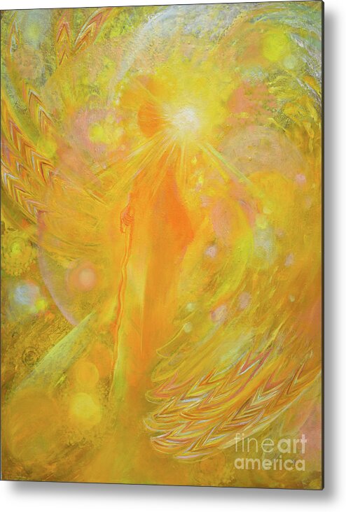 Angel Metal Print featuring the painting Angel Raphael by Anne Cameron Cutri