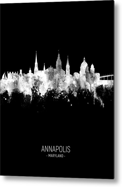 Annapolis Metal Print featuring the digital art Annapolis Maryland Skyline #90 by Michael Tompsett