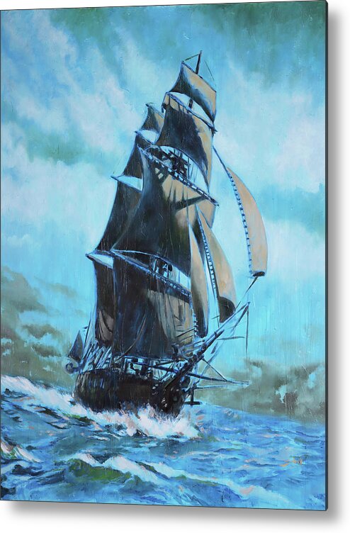 Saiboat Metal Print featuring the painting Around The World by Sv Bell