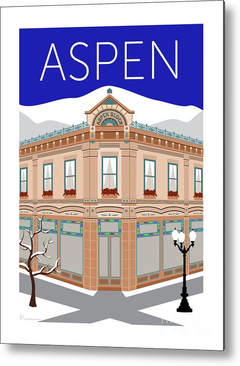 Aspen Block Winter Colorado Metal Print featuring the digital art Aspen Block Winter by Sam Brennan