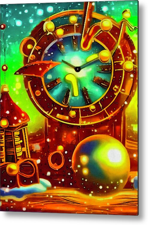  Metal Print featuring the digital art Astrological Time Pieces 3 by Michelle Hoffmann
