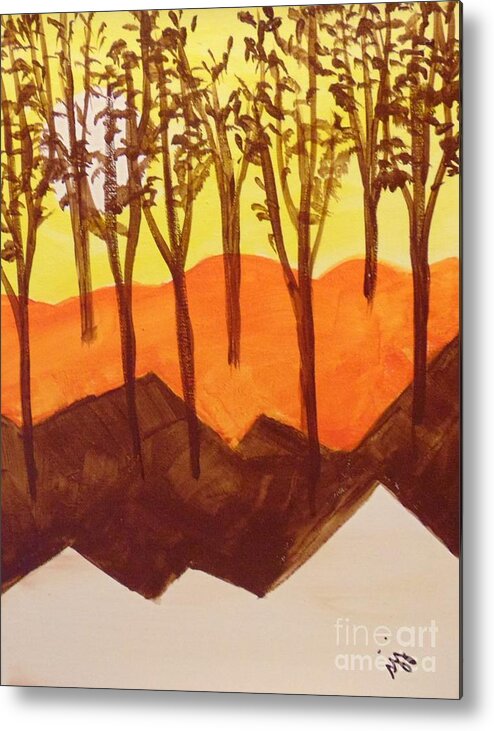 Landscape Metal Print featuring the painting Autumn Hills by Saundra Johnson
