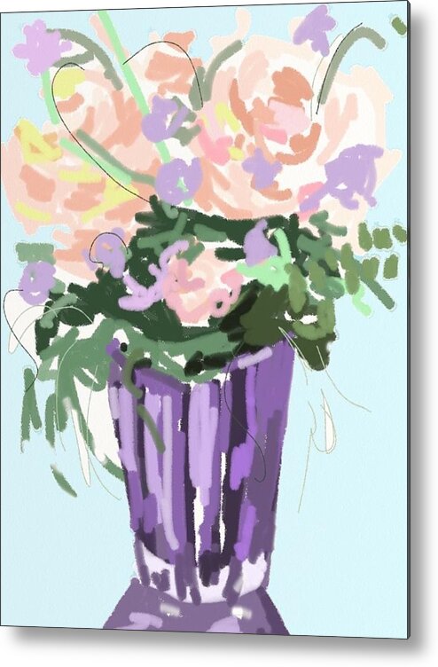  Metal Print featuring the painting Barbara's Flowers II by Carol Berning