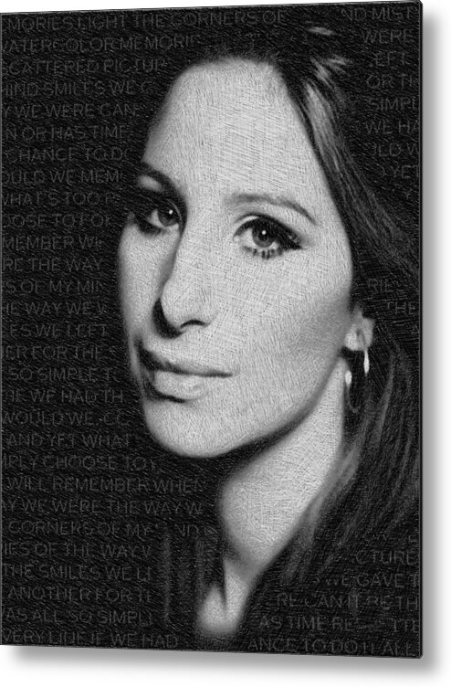Barbra Streisand Metal Print featuring the painting Barbra Streisand And Lyrics by Tony Rubino