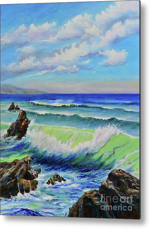 Beach Metal Print featuring the painting Beautiful Day at the Coast by Mary Scott