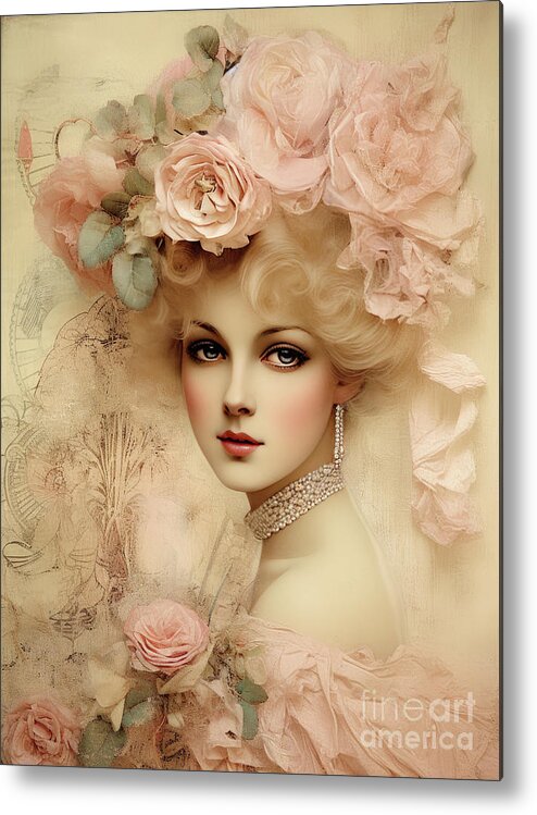 Vintage Metal Print featuring the painting Beautiful In Blush by Tina LeCour
