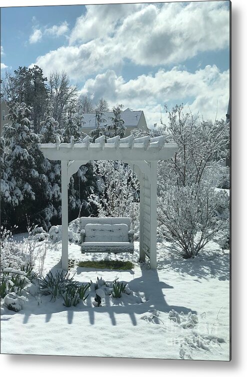 Clayton Metal Print featuring the photograph Snowy Prelude to 2020 in Clayton, North Carolina by Catherine Ludwig Donleycott