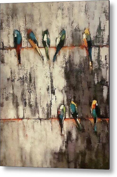 Birds Metal Print featuring the photograph Birds on a Wire by Andrea Kollo