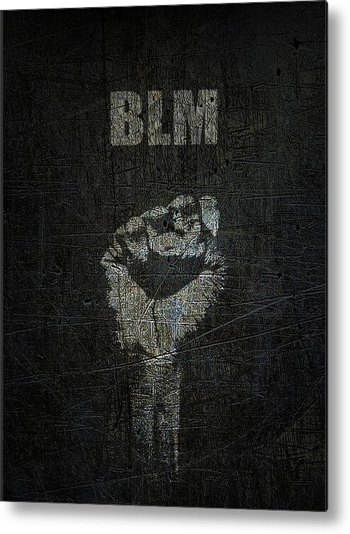 Black Lives Matter Metal Print featuring the painting Black Lives Matter T-Shirt BLM Black Power Fist Salute by Tony Rubino