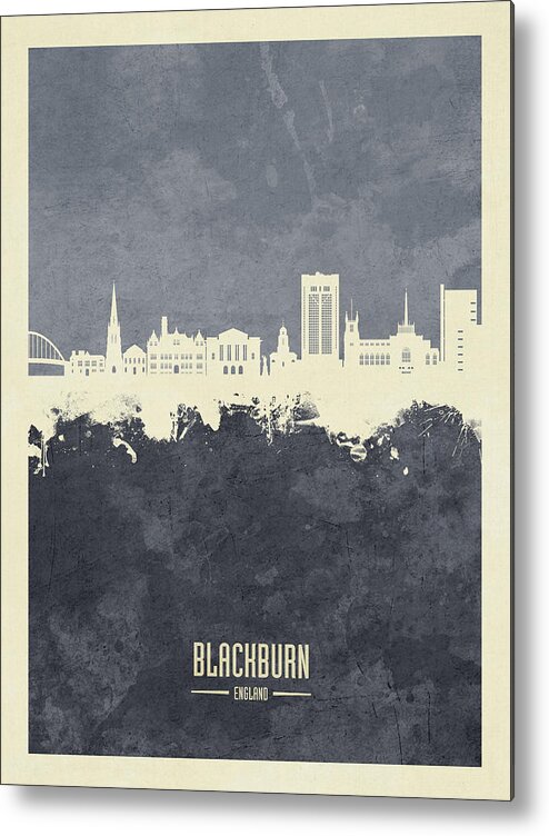 Blackburn Metal Print featuring the digital art Blackburn England Skyline #61 by Michael Tompsett