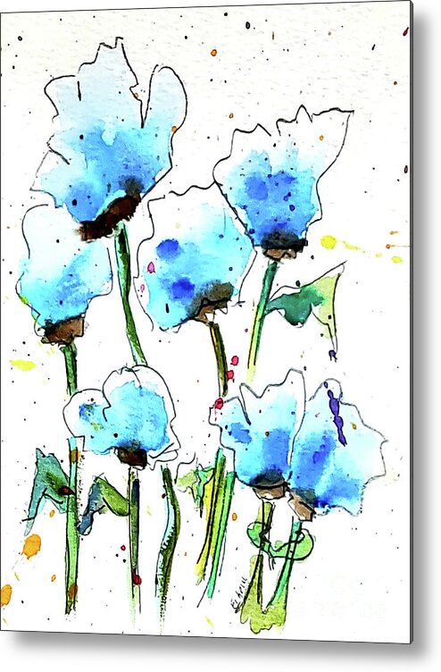 Blooming Metal Print featuring the painting Blooming in Blue 4 U by Eileen Kelly