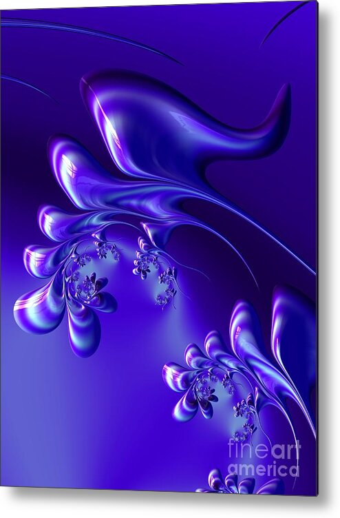 Blue Lupine Flowers Fractal Abstract Metal Print featuring the digital art Blue Lupine Flowers Fractal Abstract by Rose Santuci-Sofranko