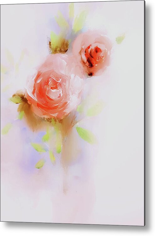 Rose Metal Print featuring the painting Blurry Faced Rose by Lisa Kaiser