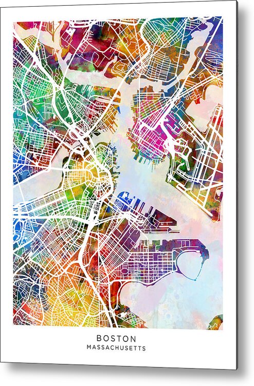 Boston Metal Print featuring the digital art Boston Massachusetts Street Map #41 by Michael Tompsett