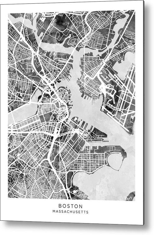 Boston Metal Print featuring the digital art Boston Massachusetts Street Map #42 by Michael Tompsett