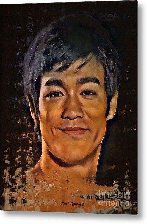 Bruce Lee Metal Print featuring the mixed media Bruce Lee by Carl Gouveia