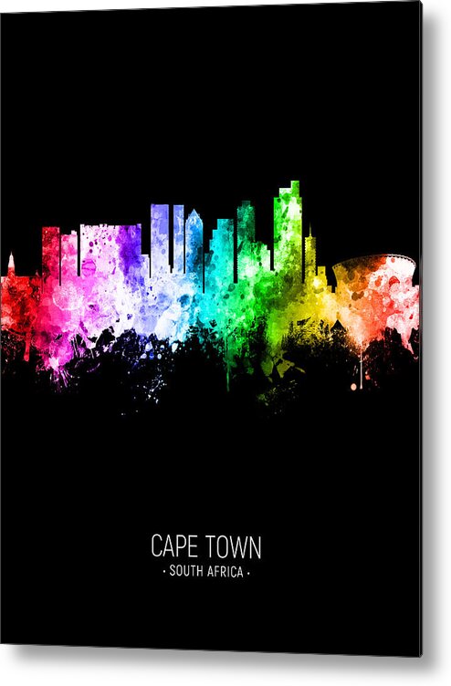 Cape Town Metal Print featuring the digital art Cape Town South Africa Skyline #88 by Michael Tompsett