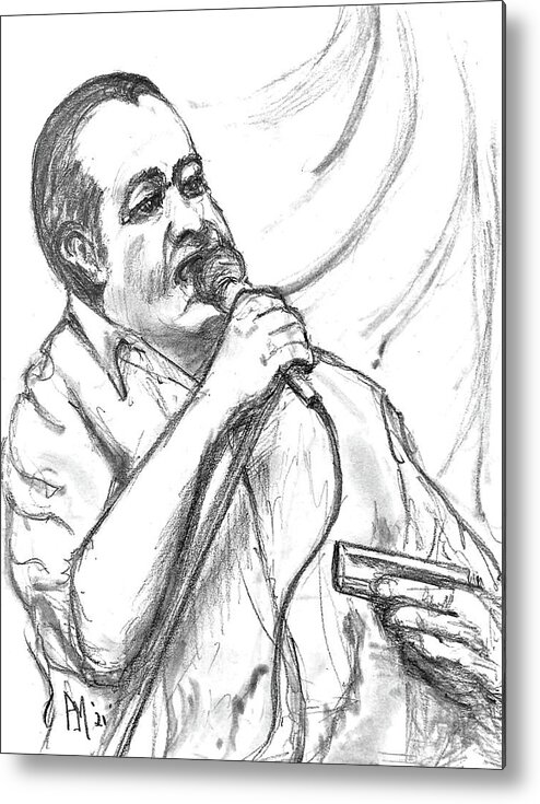 Blues Metal Print featuring the drawing Carlos by Pete Maier