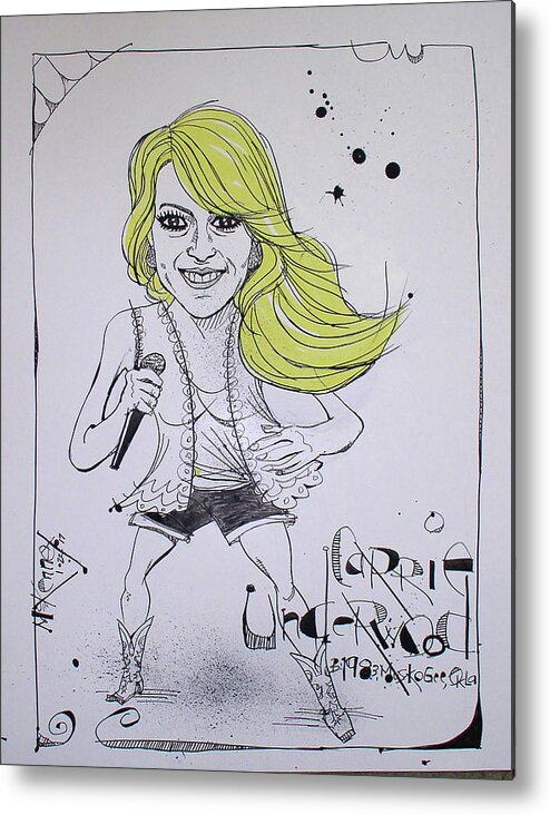 Metal Print featuring the drawing Carrie Underwood by Phil Mckenney