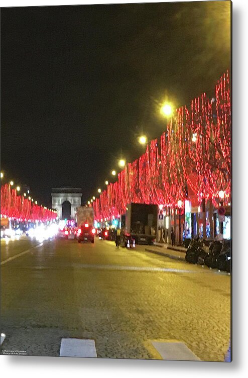 Paris Metal Print featuring the painting Champs Elysees during Holidays by Roxy Rich