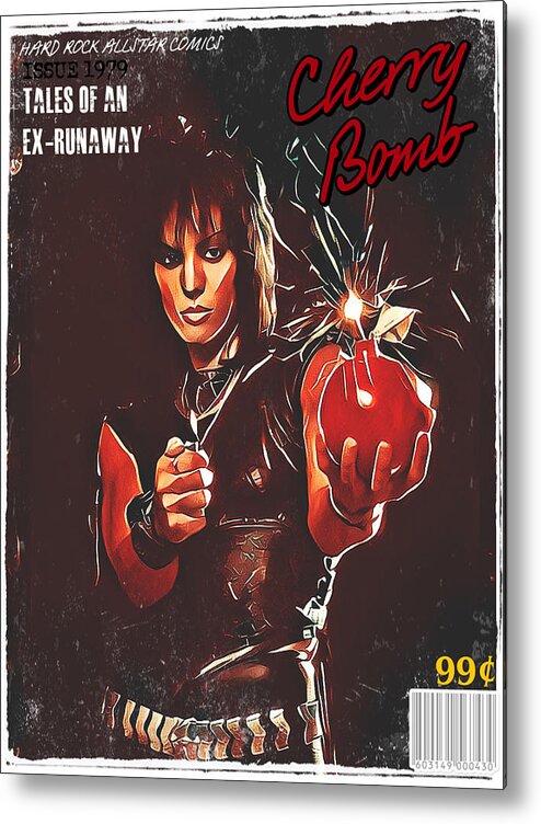 Joan Jett Metal Print featuring the digital art Cherry Bomb Comic Book by Christina Rick