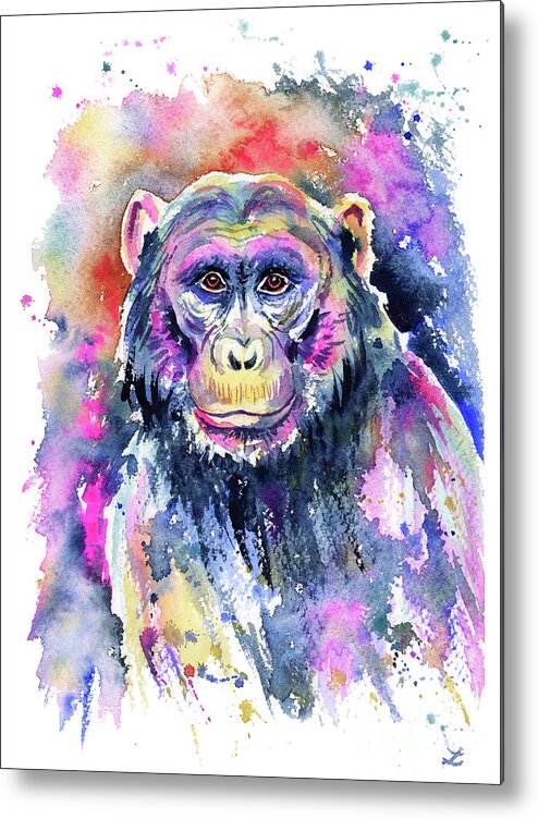 Chimpanzee Metal Print featuring the painting Chimpanzee by Zaira Dzhaubaeva