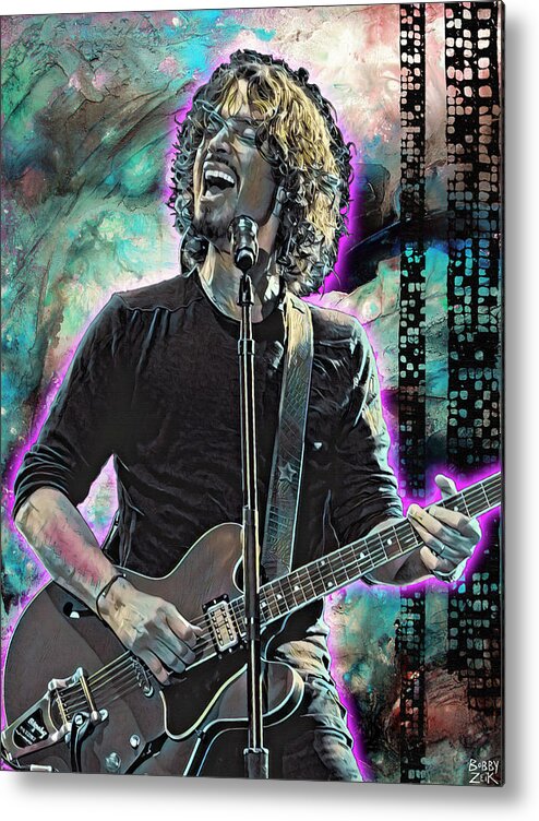 Chris Cornell Metal Print featuring the painting Chris Cornell - Outshined by Bobby Zeik