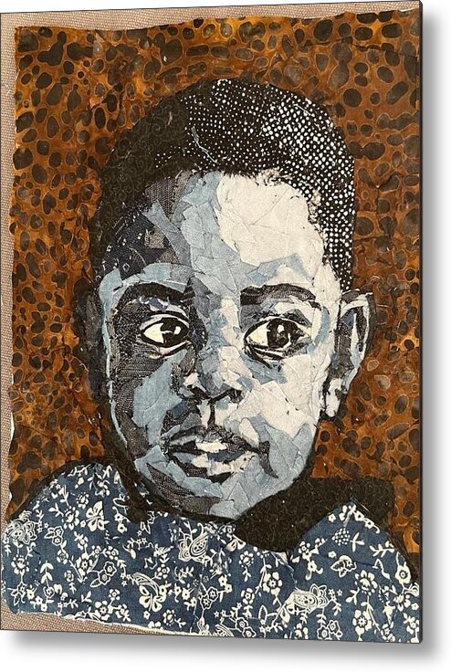 Portrait Metal Print featuring the mixed media Chubby African Boy by Mihira Karra