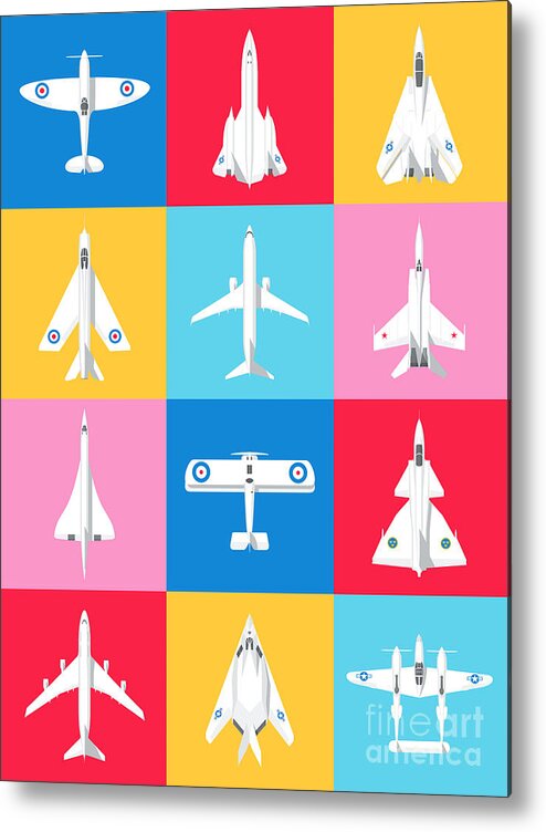 Airplane Metal Print featuring the digital art Classic Iconic Aircraft Pattern - International by Organic Synthesis