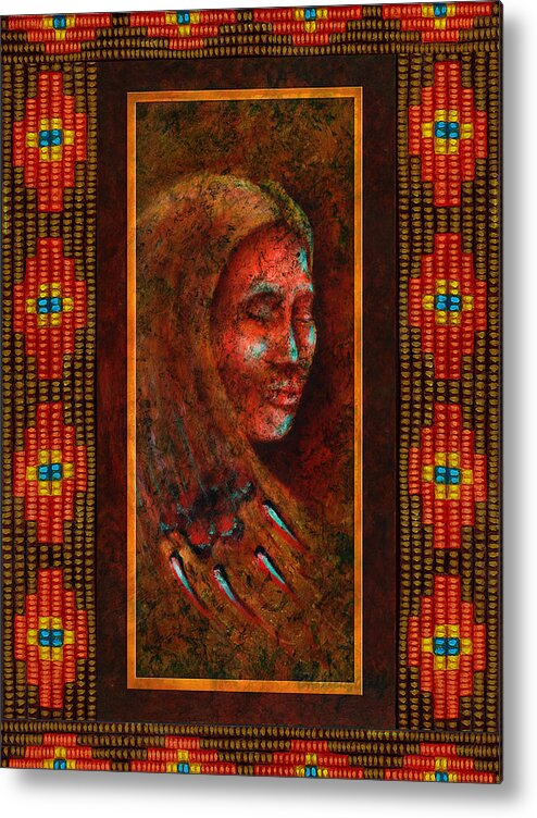 Native American Metal Print featuring the painting Coming Together I by Kevin Chasing Wolf Hutchins