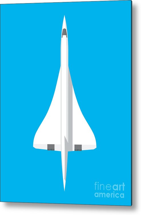 Concorde Metal Print featuring the digital art Concorde jet airliner - Cyan by Organic Synthesis