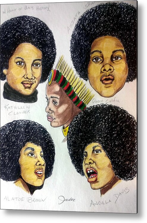 Black Art Metal Print featuring the drawing Da Pantherlettes by Joedee