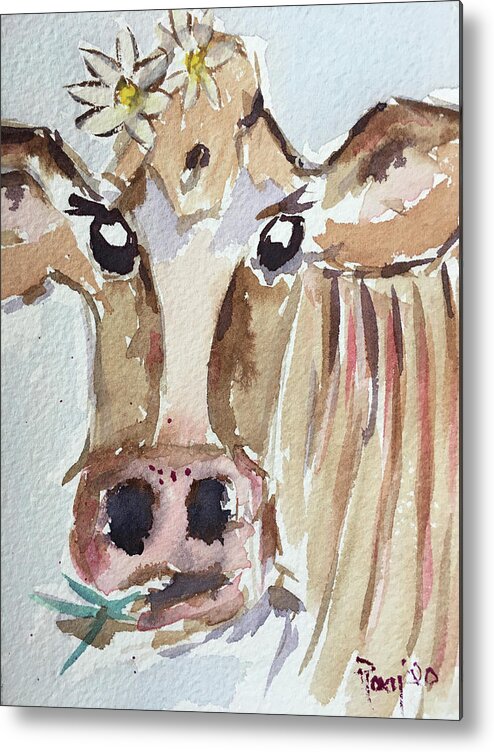 Cow Metal Print featuring the painting Daisy Mae by Roxy Rich