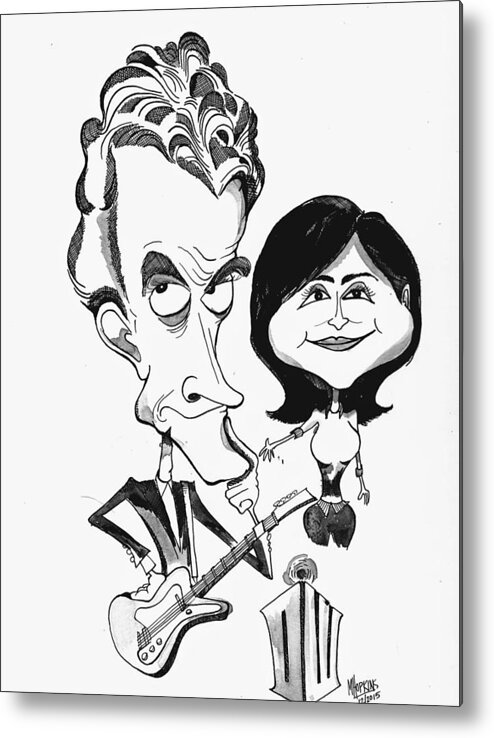 Doctor Metal Print featuring the drawing Doctor Who and Clara by Michael Hopkins