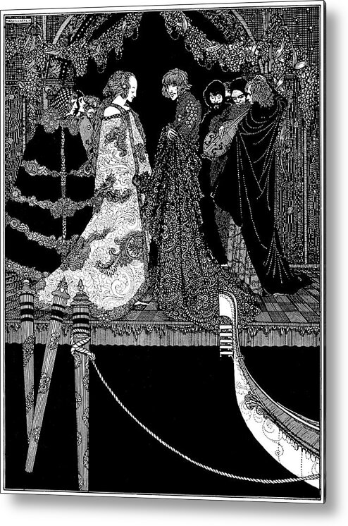 Poe Metal Print featuring the drawing Edgar Allen Poe - Tales of Mystery and Imagination 1919 - The Assignation of Venice, Aphrodite by Harry Clarke