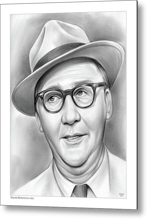 Edward Andrews Metal Print featuring the drawing Edward Andrews 2 - pencil by Greg Joens