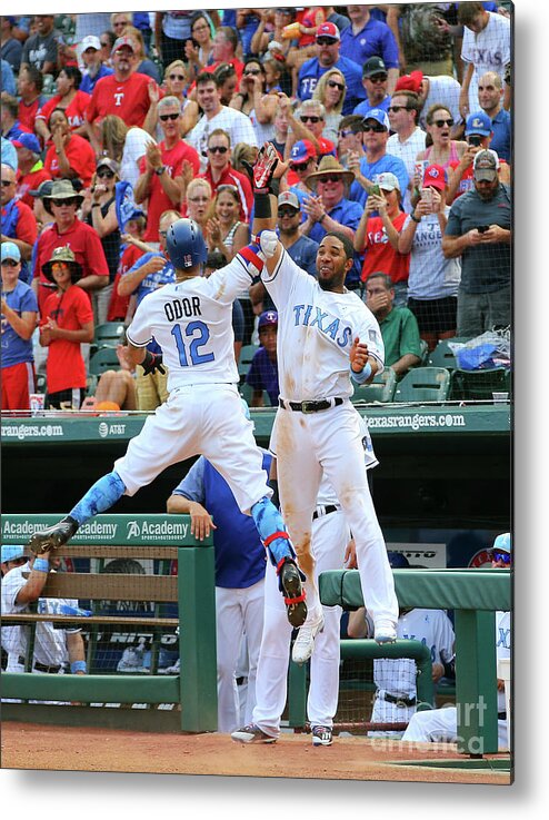 People Metal Print featuring the photograph Elvis Andrus and Rougned Odor by Rick Yeatts