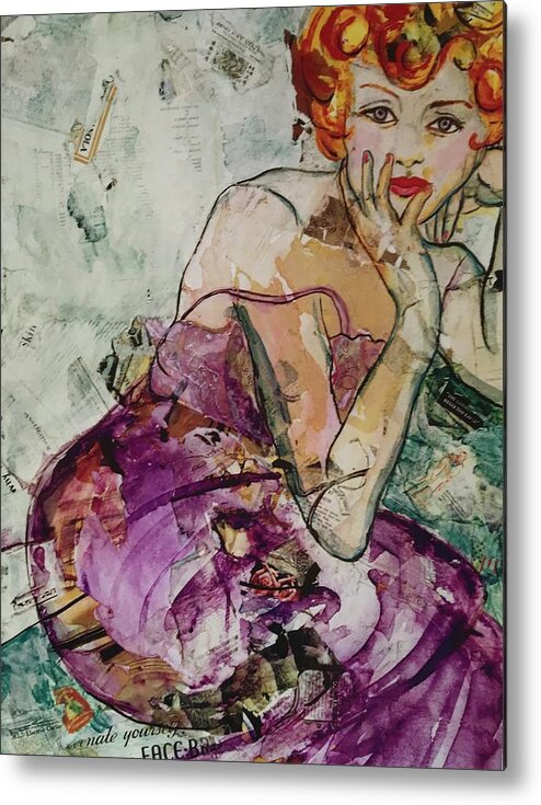 Whimsical Portrait Metal Print featuring the painting Every Woman Alive Loves Chanel Number Five by Elaine Elliott