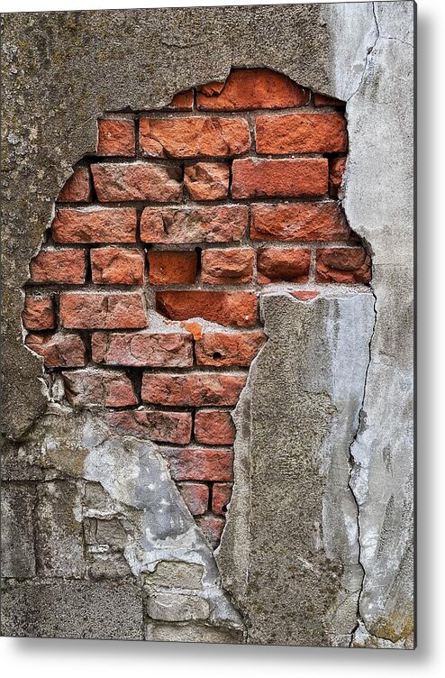 Stucco Metal Print featuring the photograph Exposed Brick Wall by Jerry Abbott