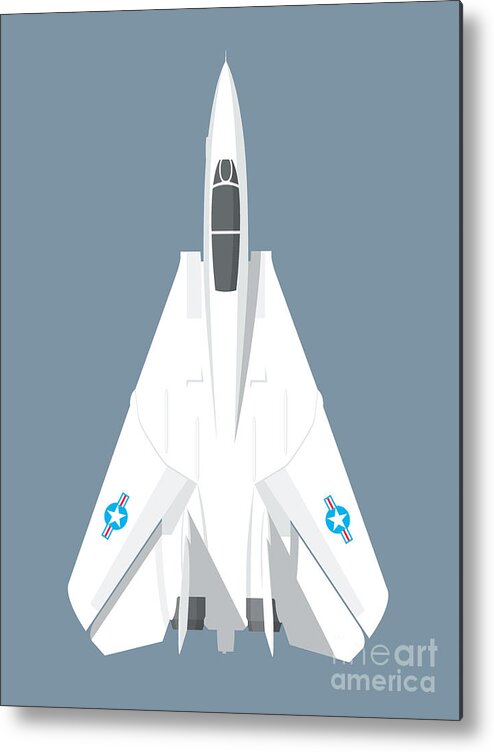 Jet Metal Print featuring the digital art F-14 Tomcat Fighter Jet Aircraft - Slate by Organic Synthesis