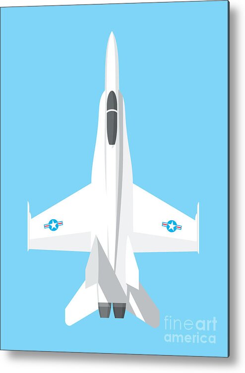 Jet Metal Print featuring the digital art F-18 Hornet Jet Fighter Aircraft - Sky by Organic Synthesis