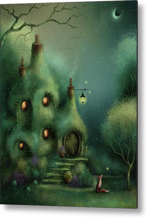 Fairy Cottage Metal Print featuring the painting Fairy Fox Cottage by Joe Gilronan