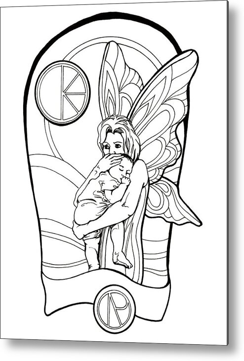 Fae Metal Print featuring the drawing Fairy of Peace and Protection by Katherine Nutt